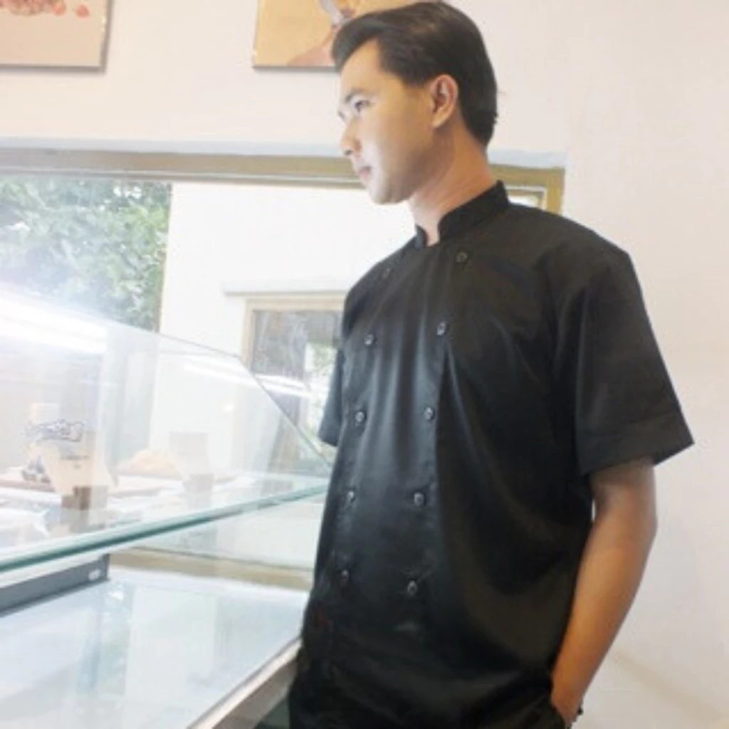 Andaliman Chef Coat Baju Koki Lengan Pendek hitam