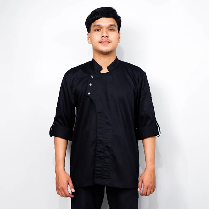 Snap Chef Coat Baju Koki Snap Baju Koki Dewasa Snap Hitam