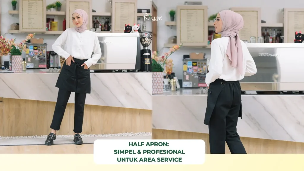 Half Apron Apron Pendek Profesional untuk Kafe, Restoran, dan Barista